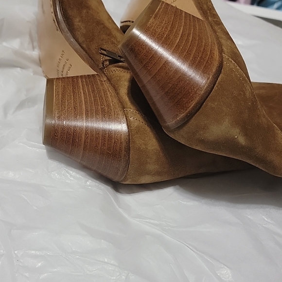 New Isabel Marant Dacken Suede Boots Slanted Stacked Heel Western Cognac sz 40 9 - Picture 6 of 9